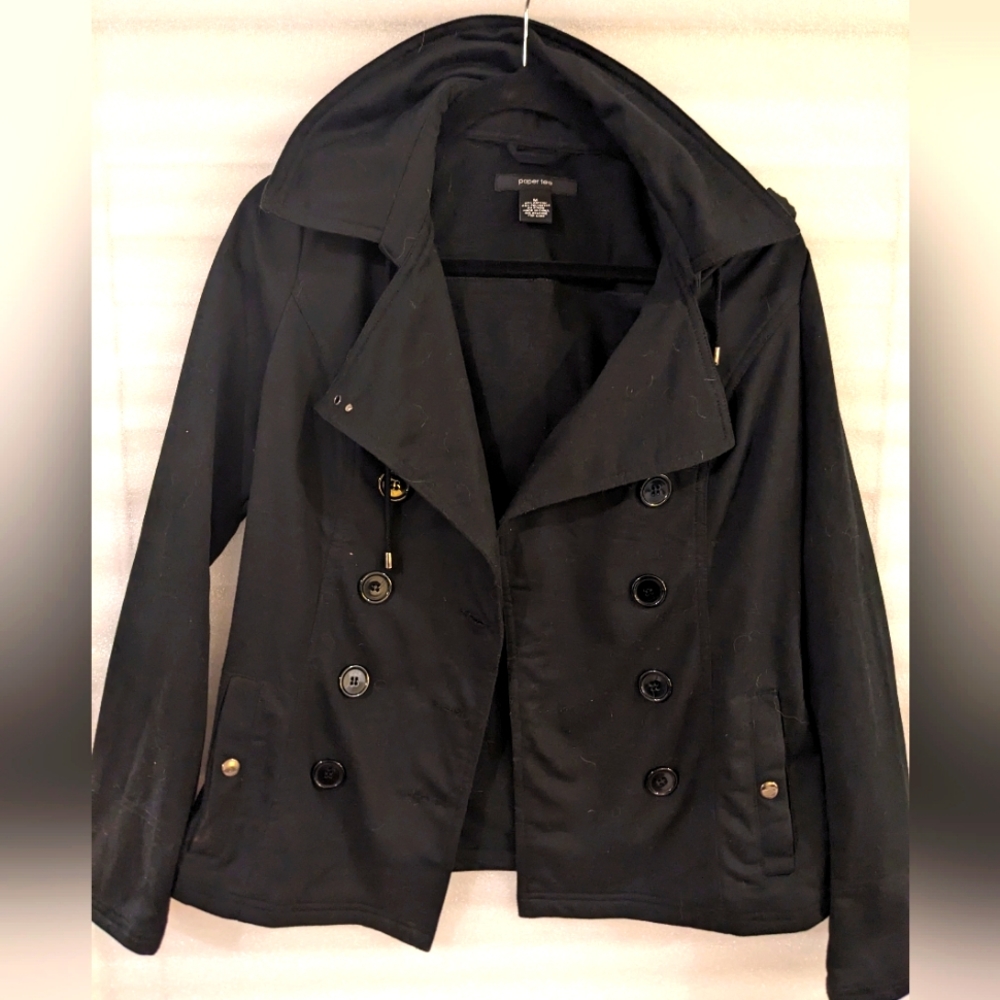 Paper Tee Black Hooded Jacket with Collar.